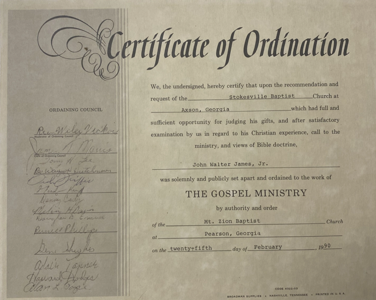 Ordination Certificate